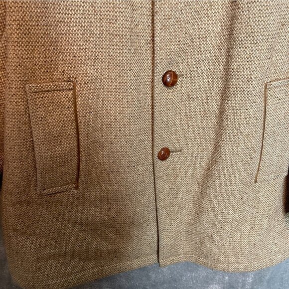 Vintage 70s Campus Tweed Wool USA Made Mid Length Heavy Insulated Overcoat 42 - Picture 4 of 14